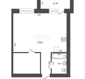 Студия квартира, вторичка, 41м2, 9/17 этаж