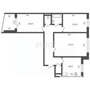 3-к квартира, вторичка, 66м2, 5/5 этаж