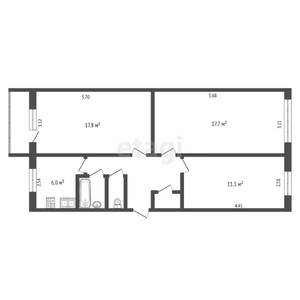 3-к квартира, вторичка, 64м2, 5/5 этаж