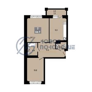 2-к квартира, строящийся дом, 65м2, 8/18 этаж