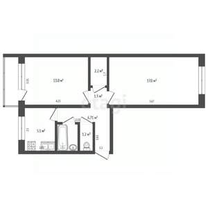 2-к квартира, вторичка, 47м2, 3/5 этаж