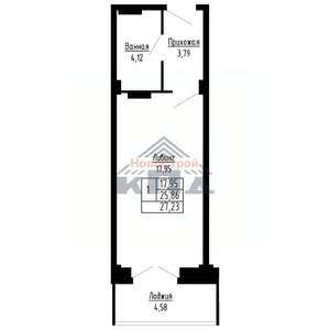 1-к квартира, строящийся дом, 27м2, 14/16 этаж