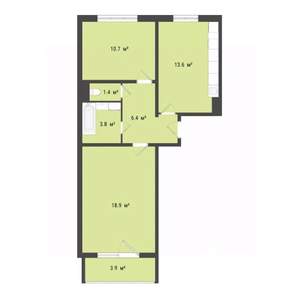 2-к квартира, строящийся дом, 55м2, 10/10 этаж