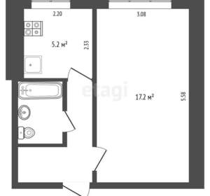 1-к квартира, вторичка, 30м2, 9/9 этаж