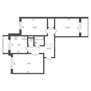 3-к квартира, вторичка, 65м2, 4/5 этаж