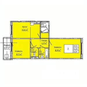 2-к квартира, строящийся дом, 57м2, 10/10 этаж