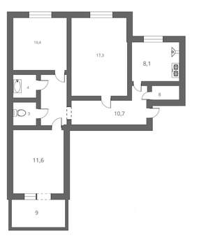 3-к квартира, вторичка, 63м2, 9/9 этаж