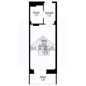 1-к квартира, строящийся дом, 30м2, 2/16 этаж