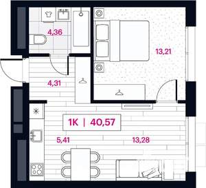 1-к квартира, вторичка, 41м2, 13/15 этаж
