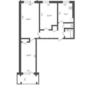 3-к квартира, вторичка, 60м2, 2/9 этаж