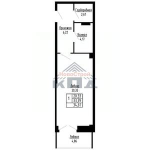 1-к квартира, строящийся дом, 35м2, 11/16 этаж