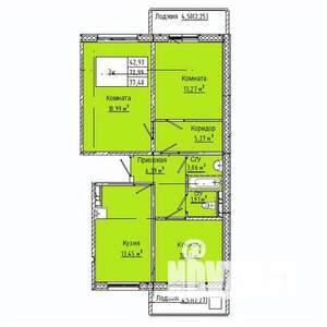 3-к квартира, строящийся дом, 77м2, 3/10 этаж