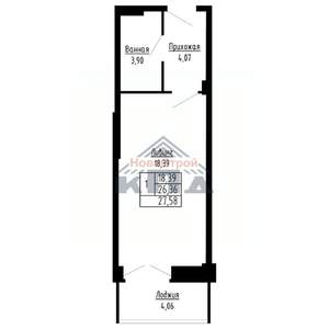 1-к квартира, строящийся дом, 28м2, 9/16 этаж
