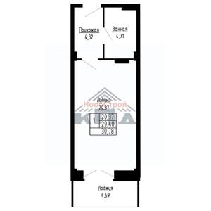 1-к квартира, строящийся дом, 31м2, 7/16 этаж