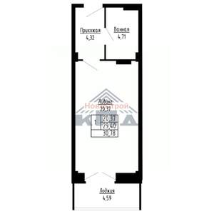 1-к квартира, строящийся дом, 31м2, 9/16 этаж