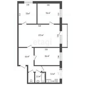 4-к квартира, вторичка, 59м2, 2/5 этаж