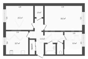 3-к квартира, вторичка, 69м2, 5/5 этаж