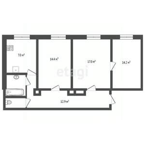 3-к квартира, вторичка, 73м2, 1/2 этаж