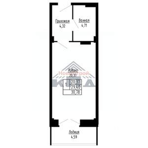 1-к квартира, строящийся дом, 31м2, 3/16 этаж