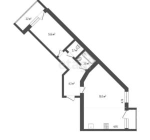2-к квартира, вторичка, 58м2, 9/15 этаж
