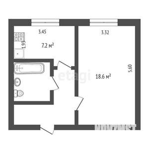 1-к квартира, вторичка, 37м2, 3/5 этаж