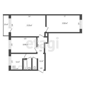 3-к квартира, вторичка, 59м2, 2/5 этаж