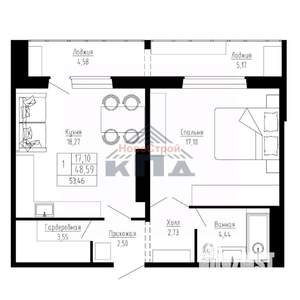 1-к квартира, строящийся дом, 53м2, 8/16 этаж