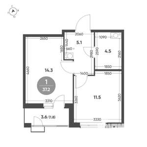 1-к квартира, вторичка, 37м2, 6/7 этаж