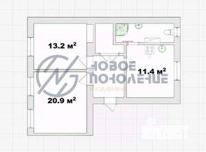 2-к квартира, вторичка, 58м2, 1/2 этаж