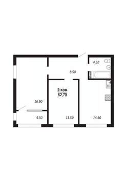 2-к квартира, строящийся дом, 63м2, 4/16 этаж