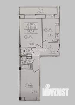 2-к квартира, вторичка, 60м2, 10/10 этаж