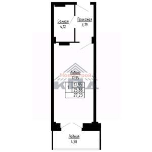 1-к квартира, строящийся дом, 27м2, 2/16 этаж