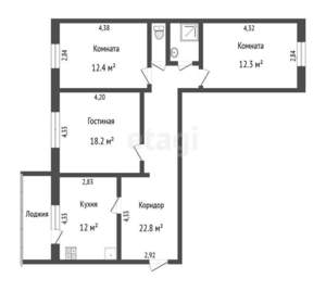 3-к квартира, вторичка, 84м2, 5/7 этаж