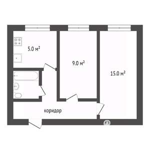2-к квартира, вторичка, 39м2, 4/9 этаж
