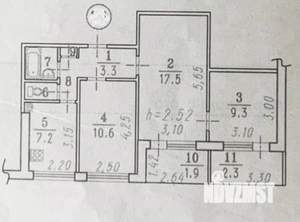 3-к квартира, вторичка, 54м2, 7/9 этаж