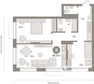 2-к квартира, вторичка, 68м2, 4/17 этаж