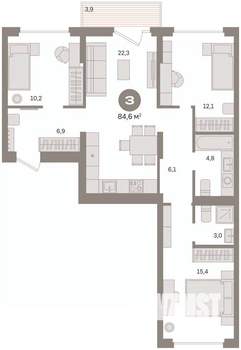 3-к квартира, вторичка, 85м2, 4/8 этаж