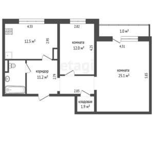 2-к квартира, вторичка, 68м2, 4/10 этаж