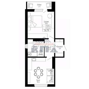1-к квартира, строящийся дом, 55м2, 10/16 этаж
