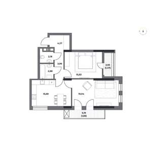2-к квартира, строящийся дом, 65м2, 2/12 этаж