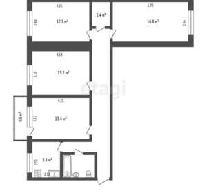 4-к квартира, вторичка, 82м2, 3/5 этаж