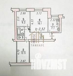 3-к квартира, вторичка, 59м2, 3/9 этаж