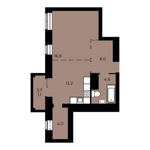 1-к квартира, вторичка, 45м2, 8/15 этаж