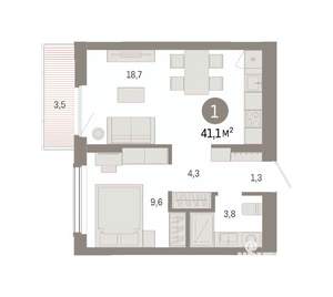 1-к квартира, вторичка, 41м2, 2/16 этаж