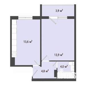 1-к квартира, строящийся дом, 36м2, 2/10 этаж