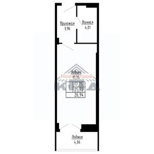 1-к квартира, вторичка, 27м2, 15/16 этаж