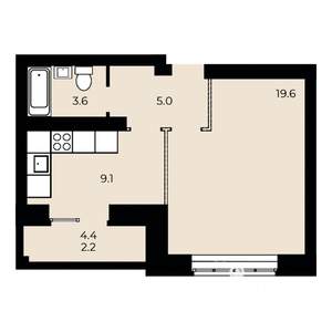 1-к квартира, строящийся дом, 39м2, 2/15 этаж