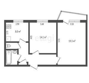 2-к квартира, вторичка, 53м2, 9/9 этаж