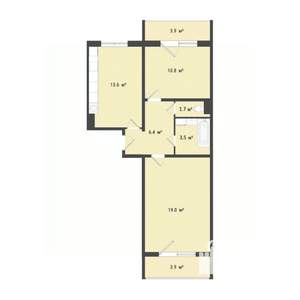 2-к квартира, вторичка, 55м2, 2/10 этаж