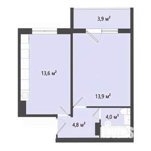 1-к квартира, строящийся дом, 36м2, 4/10 этаж
